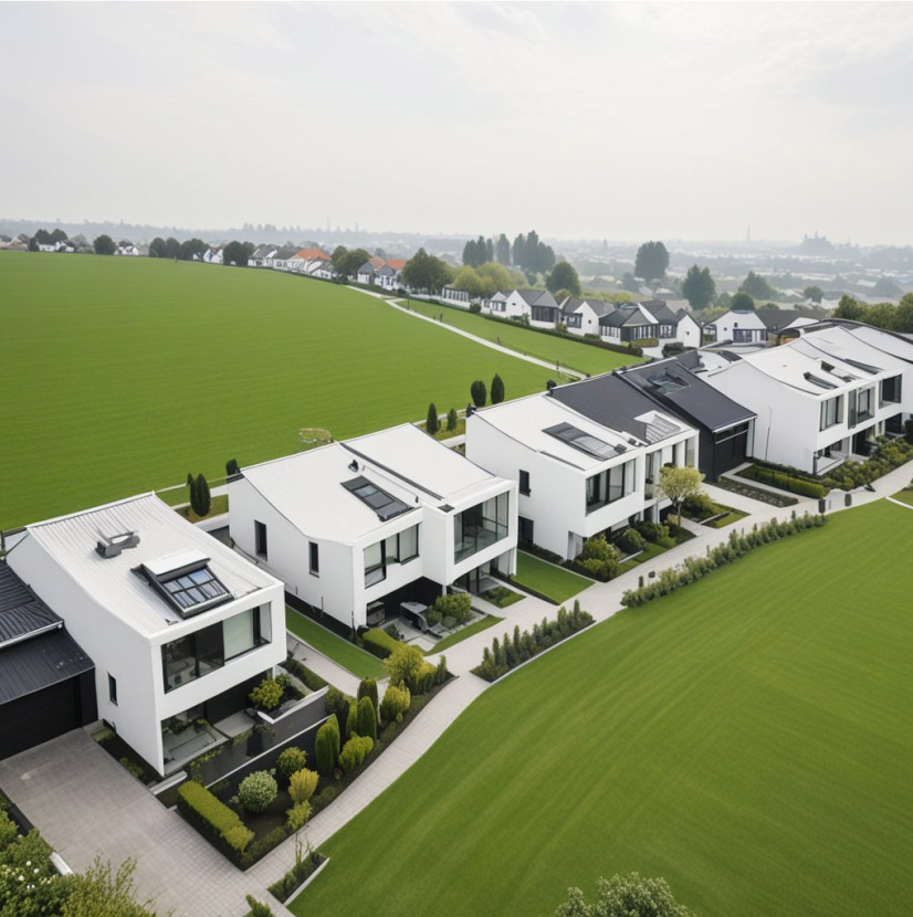 Vue de lotissement moderne à Olingen