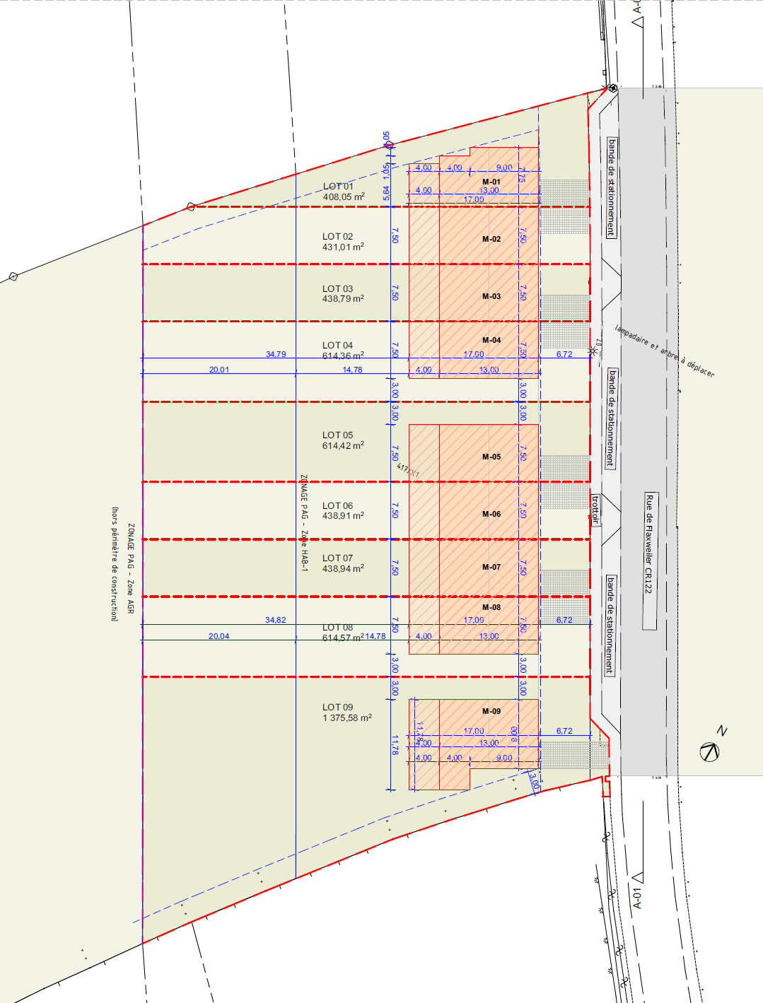 Plan d’ensemble des 9 lots à Auf Pohfeleck – Olingen, Betzdorf